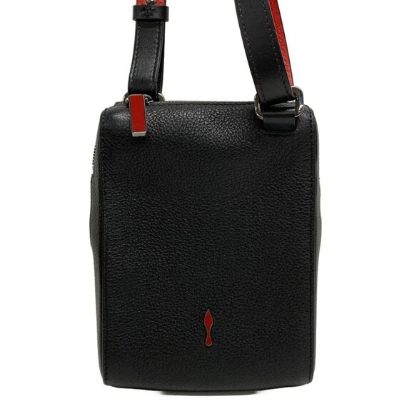 CHRISTIAN LOUBOUTIN Benesch Reporter  Black Red Leather Shoulder Bag 557-082225 - Picture 2 of 14